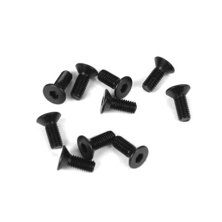 Tekno TKR1322 – M3x8mm Flat Head Screws (black, 10pcs)