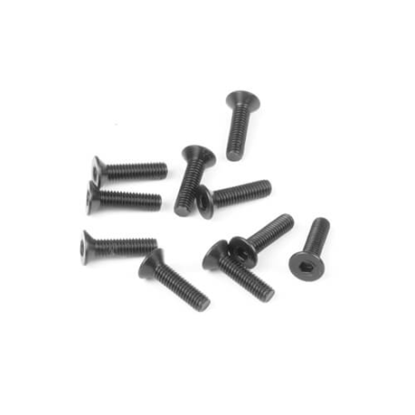 Tekno TKR1324 – M3x12mm Flat Head Screws (black, 10pcs)