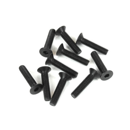 Tekno TKR1325 – M3x14mm Flat Head Screws (black, 10pcs)