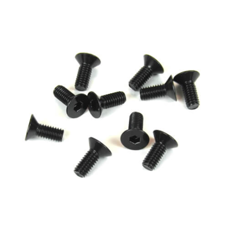 Tekno TKR1343 – M4x10mm Flat Head Screws (black, 10pcs)