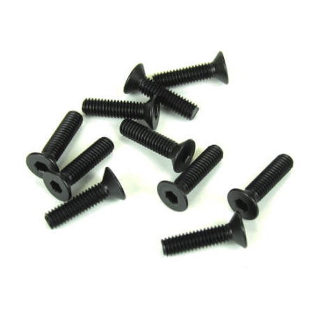 Tekno TKR1346 – M4x15mm Flat Head Screws (black, 10pcs)