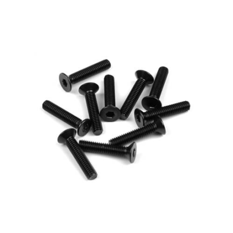 Tekno TKR1349 – M4x20mm Flat Head Screws (black, 10pcs)