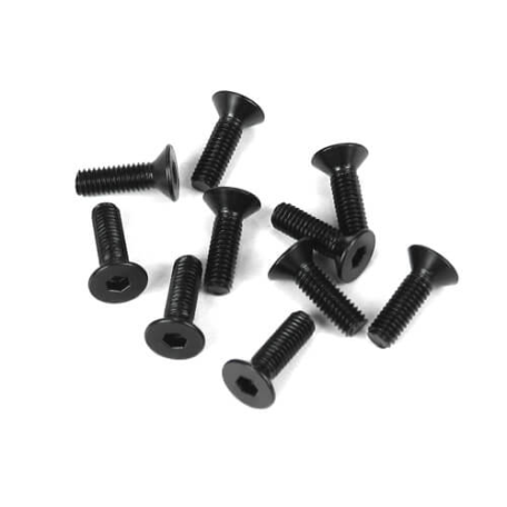 Tekno TKR1323 – M3x10mm Flat Head Screws (black, 10pcs)