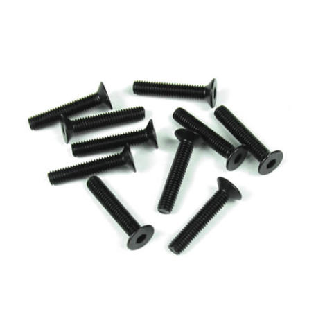 Tekno TKR1327 – M3x16mm Flat Head Screws (black, 10pcs)