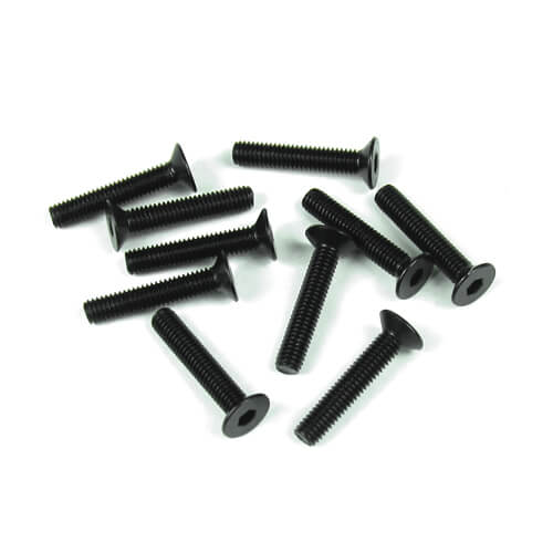 Tekno TKR1327 – M3x16mm Flat Head Screws (black, 10pcs)