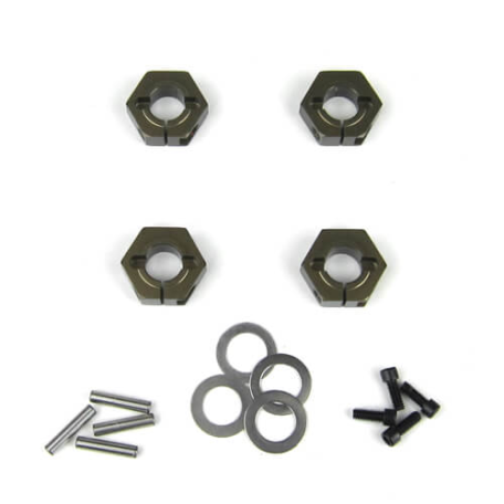 Tekno TKR5571A – Wheel Hexes (12mm, clamping, aluminum, 4pcs)