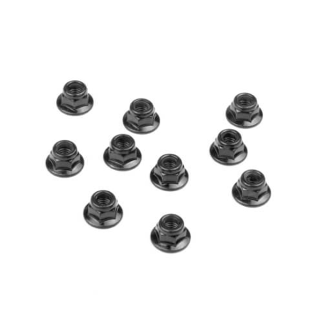 Tekno TKR1214 – M5 Locknuts (flanged, black, 10pcs)