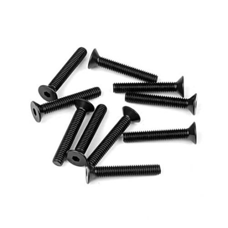 Tekno TKR1350 – M4x25mm Flat Head Screws (black, 10pcs)