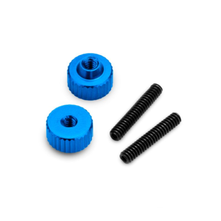 JConcepts 4-40 Thumb Nuts, w/Set Screw, 2pc, Blue, 5238-1
