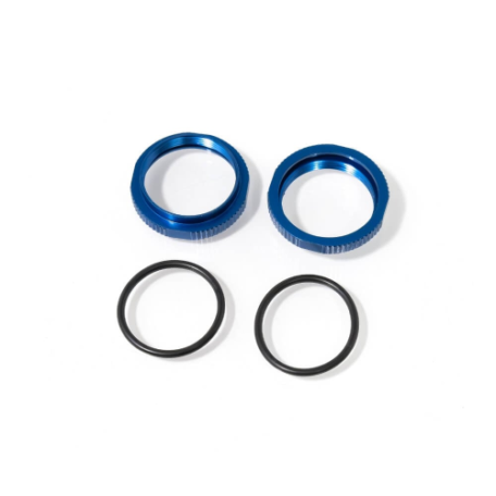 Tekno TKR6013BL– Shock Adjustment Collars (short, aluminum, Blue, 2pcs)